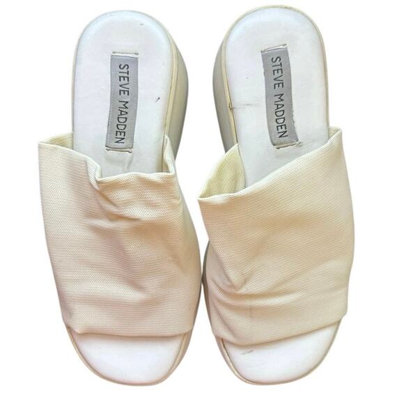Steve Madden Slinky 30 Platform Slide Sandal White Stretchy Fabric Upper Size 6 - Picture 3 of 11